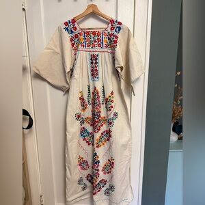 Vintage Embroidered Mexican Puebla Dress